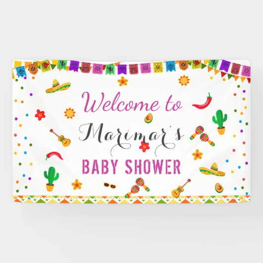 Baby shower Fiesta Mexican Culture Cactus Spandoek (Horizontaal)