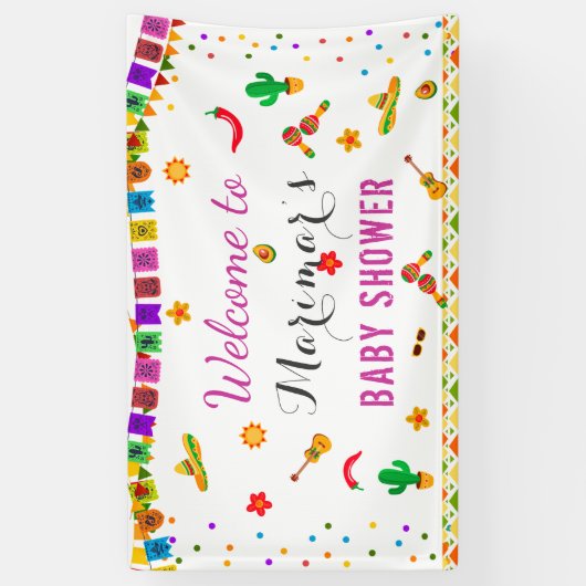 Baby shower Fiesta Mexican Culture Cactus Spandoek (Verticaal)