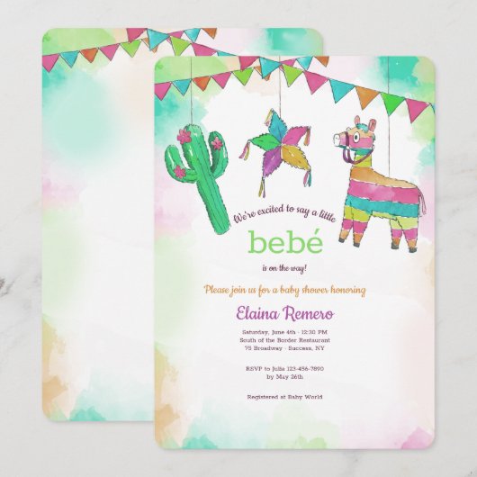 Baby shower Fiesta Uitnodiging (Voorkant / Achterkant)