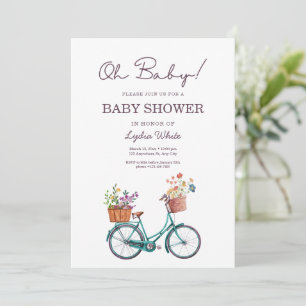 Baby Shower fiets baby shower bloemige baby  Kaart