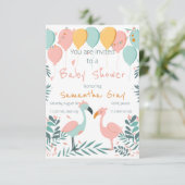 Baby shower flamingo ontwerp kaart (Staand voorkant)