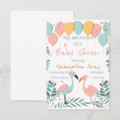 Baby shower flamingo ontwerp kaart (Voorkant / Achterkant)