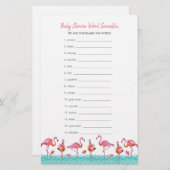 Baby Shower | Flamingo | Woordkrammer | Flyer Briefpapier (Voorkant / Achterkant)