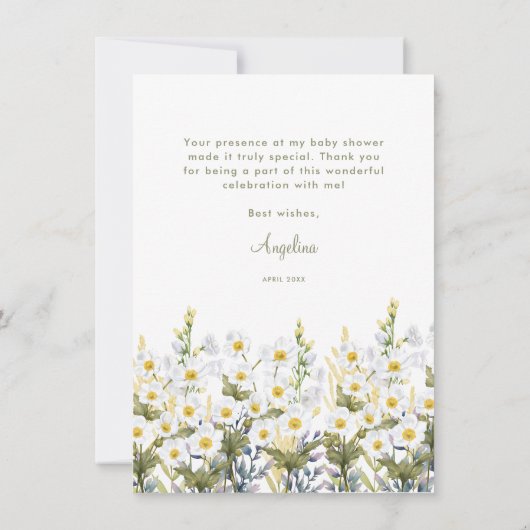 Baby shower Flat Bedankt met een schattige fawn. (Achterkant)