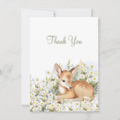 Baby shower Flat Bedankt met een schattige fawn. (Voorkant)