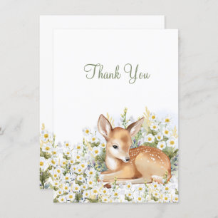 Baby shower Flat Bedankt met een schattige fawn.