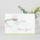 baby shower flat-dank - Roze Baby Bedankkaart (Staand voorkant)