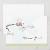 baby shower flat-dank - Roze Baby Bedankkaart (Voorkant / Achterkant)