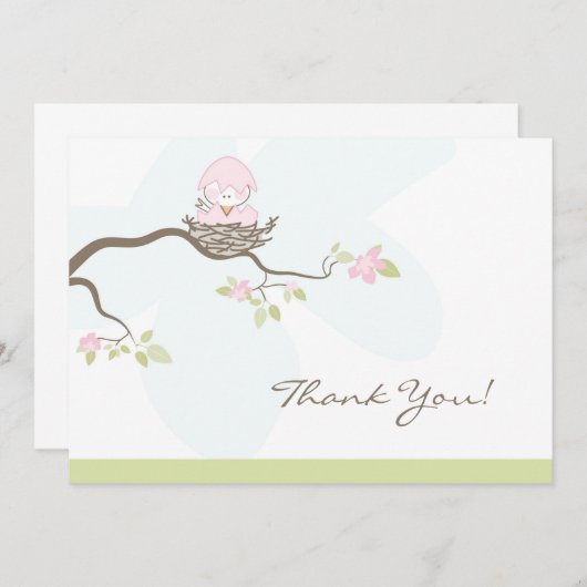 baby shower flat-dank - Roze Baby Bedankkaart (Voorkant / Achterkant)