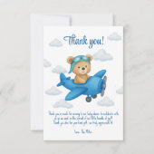 Baby shower Flat Thank You Card met Teddy Bear Bedankkaart (Voorkant)