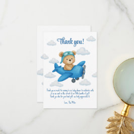 Baby shower Flat Thank You Card met Teddy Bear Bedankkaart