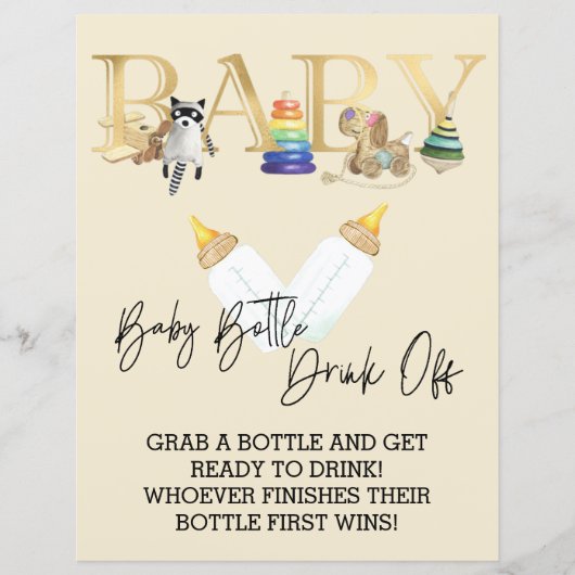 Baby Shower Fles Drink Off Chug Game (Voorkant)