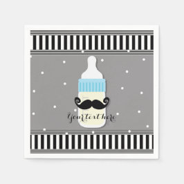 Baby shower Fles & Mustache Modern Party Servetten