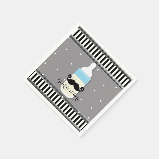Baby shower Fles & Mustache Modern Party Servetten (Hoek)