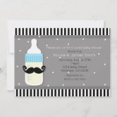 Baby shower Fles & Mustache Moderne Uitnodiging (Voorkant)
