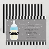 Baby shower Fles & Mustache Moderne Uitnodiging (Voorkant / Achterkant)