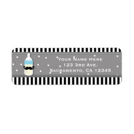 Baby shower Fles & Mustache Moderne Uitnodiging Etiket