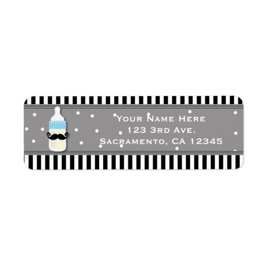 Baby shower Fles & Mustache Moderne Uitnodiging Etiket (Voorkant)