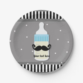 Baby Shower Fles & Snor Modern Borden Papieren Bordje