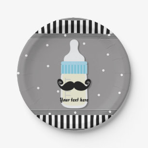 Baby Shower Fles & Snor Modern Borden Papieren Bordje