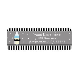 Baby Shower Fles & Snorhaar Moderne Uitnodiging Etiket