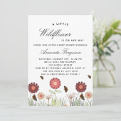 Baby shower flesbloemen vlinderretro kaart (Staand voorkant)