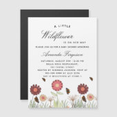 Baby shower flesbloemen vlinders retro luxe magnetische uitnodiging (Voorkant / Achterkant)