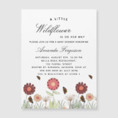 Baby shower flesbloemen vlinders retro luxe magnetische uitnodiging (Voorkant)