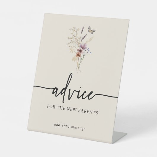 Baby shower Floral Advice Reclamebord Met Voetstuk (Voorkant)