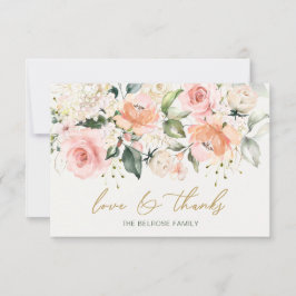 Baby shower Floral Aricot Roses dank u Bedankkaart