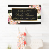 Baby shower  Floral Black White Stripes Spandoek (Insitu)