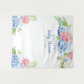 Baby shower Floral Blue Hydrangea Wandkleed (Voorkant (horizontaal))