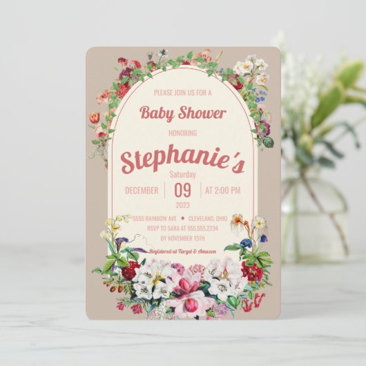  Baby shower Floral Bouquet Arch Kaart (Staand voorkant)