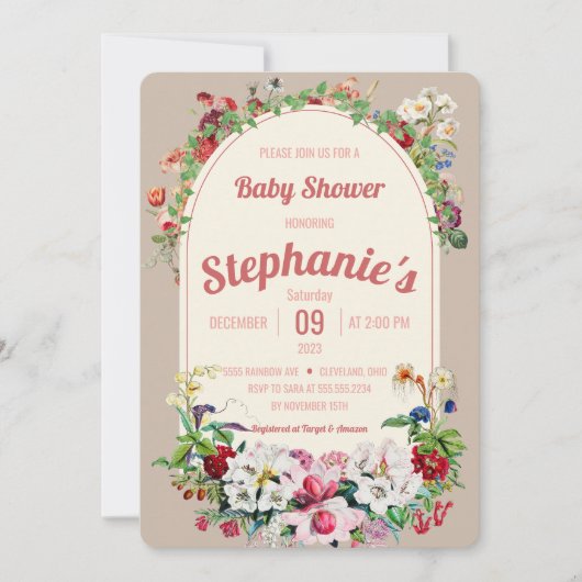  Baby shower Floral Bouquet Arch Kaart (Voorkant)