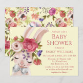 Baby shower Floral Bunny Rabbit Cute Modern Kaart (Voorkant / Achterkant)