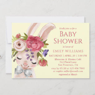 Baby shower Floral Bunny Rabbit Cute Modern Kaart