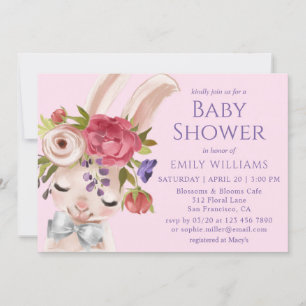 Baby shower Floral Bunny Rabbit Cute Modern Kaart