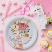 Baby shower Floral Bunny Rabbit Cute Modern Papieren Bordje (Feest)