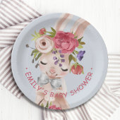Baby shower Floral Bunny Rabbit Cute Modern Papieren Bordje