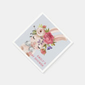Baby shower Floral Bunny Rabbit Cute Modern Servet (Hoek)