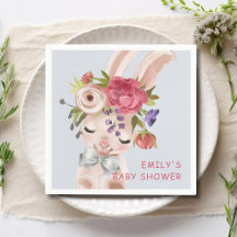 Baby shower Floral Bunny Rabbit Cute Modern