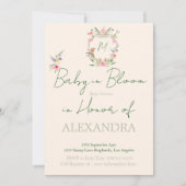 Baby shower Floral Crest Monogram Genderneutraal Kaart (Voorkant)
