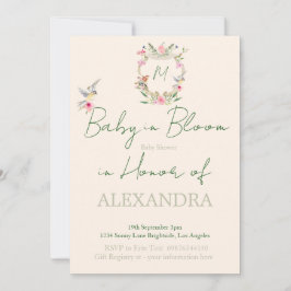 Baby shower Floral Crest Monogram Genderneutraal Kaart
