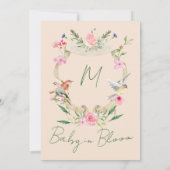 Baby shower Floral Crest Monogram Genderneutraal Kaart (Achterkant)