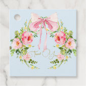 Baby shower Floral Crest Regency Bow Pink Blue Bedankjes Labels (Voorkant)
