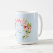 Baby shower Floral Crest Regency Bow Pink Blue Koffiemok (Voorkant rechts)