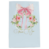 Baby shower Floral Crest Regency Bow Pink Blue Medium Cadeauzakje (Voorkant)