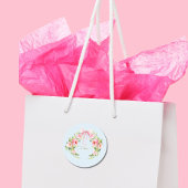 Baby shower Floral Crest Regency Bow Pink Blue Ronde Sticker
