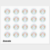Baby shower Floral Crest Regency Bow Pink Blue Ronde Sticker (Vel)