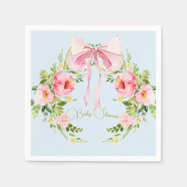 Baby shower Floral Crest Regency Bow Pink Blue Servet